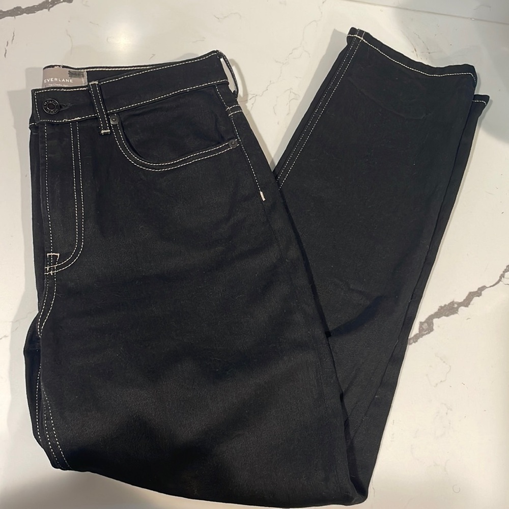EVERLANE The Cheeky Jean Black with White Stitiching